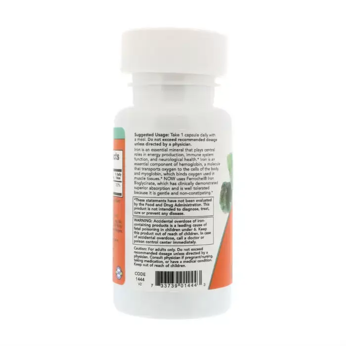 Витамины NOW Железо двойной силы для поддержания иммунитета и ЦНС, 36 мг, 90 шт в Москве