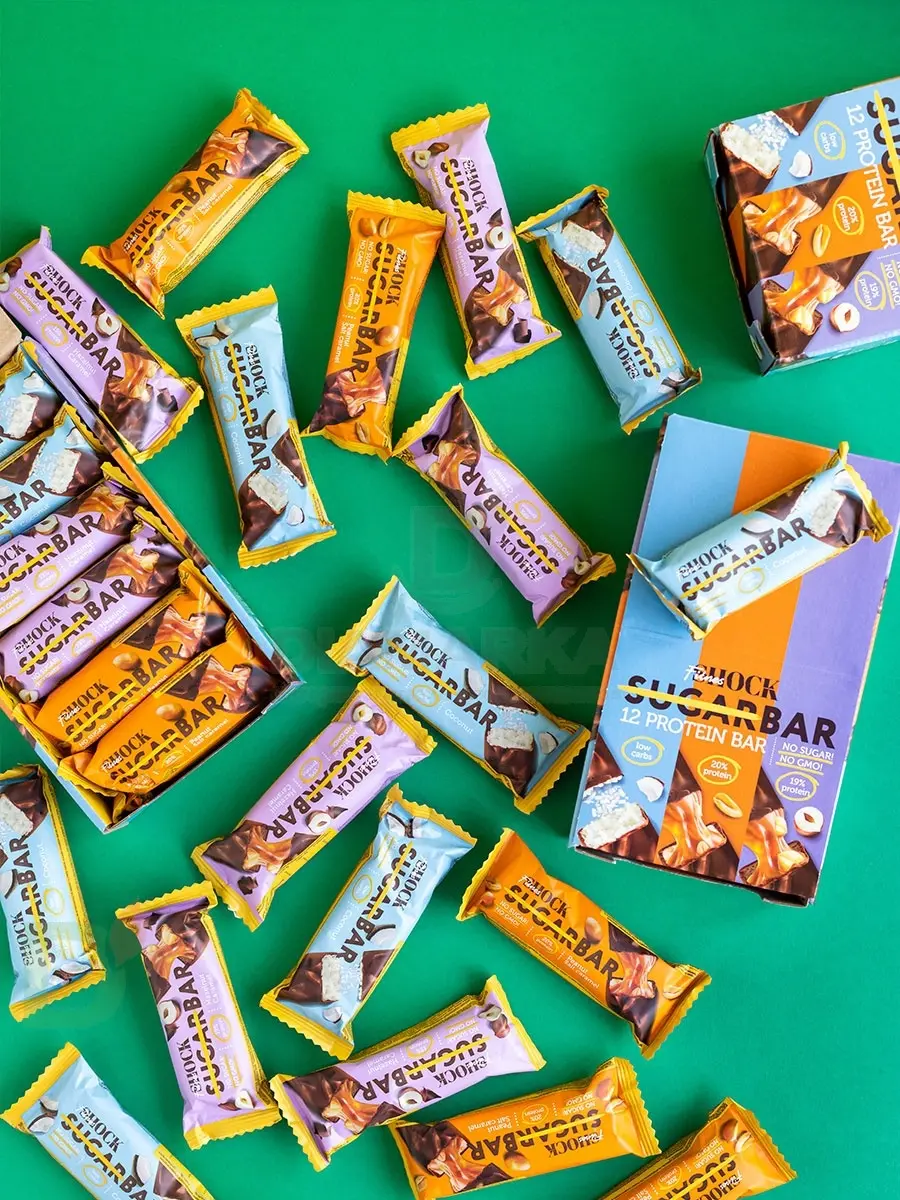 Батончик протеиновый FitnesShock Шоколадная карамель-фундук 50гр. в Москве