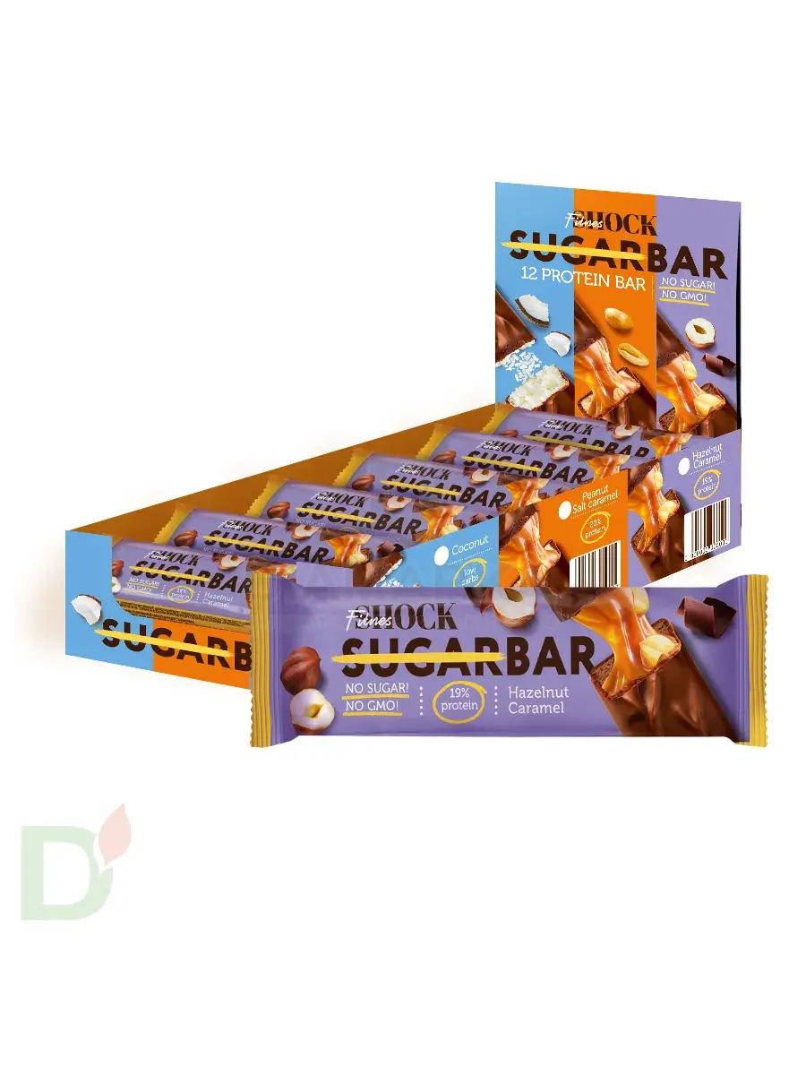 Батончик протеиновый FitnesShock Шоколадная карамель-фундук 50гр. в Москве