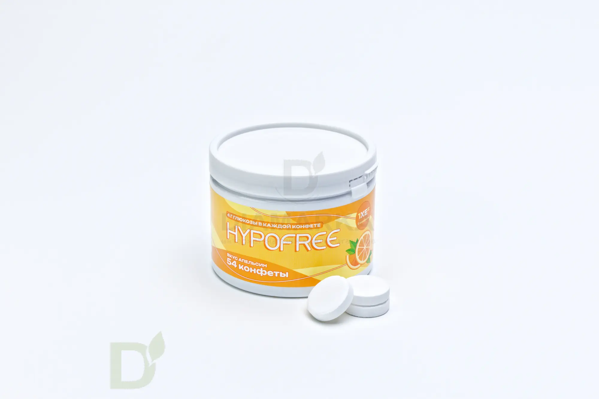 Конфеты таблетированные HYPOFREE 54 шт по 4 гр. Апельсин