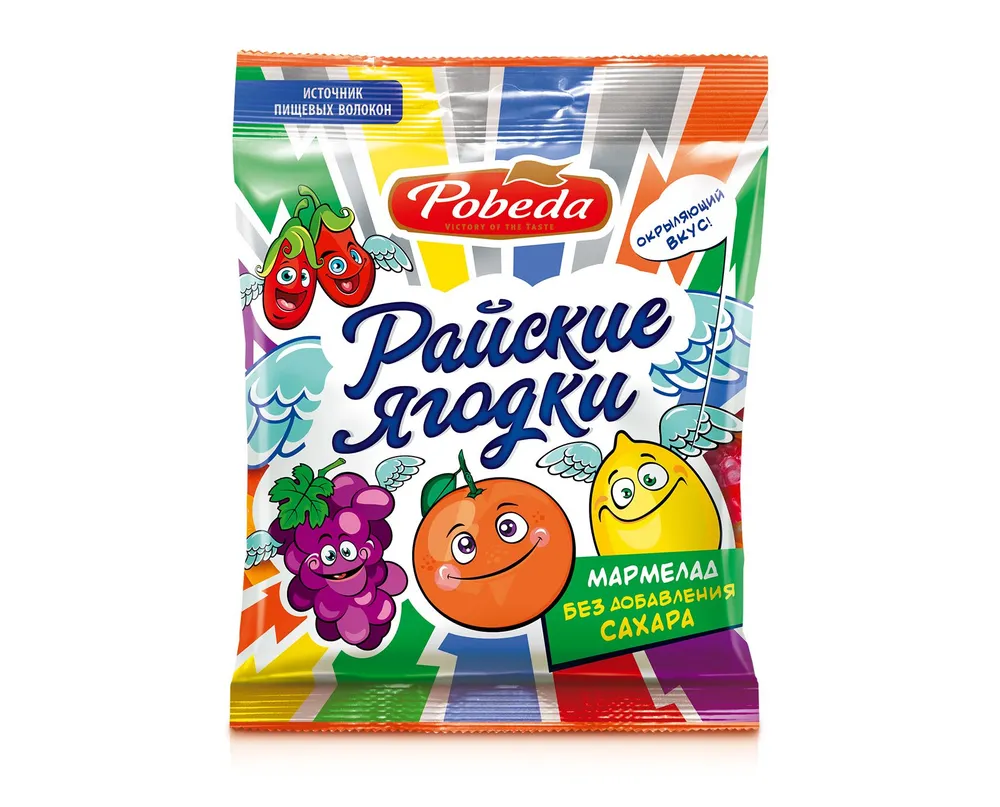 Мармелад жевательный Победа Райские ягодки без сахара 150гр купить в  Москве, цена на сайте - ДиаМарка