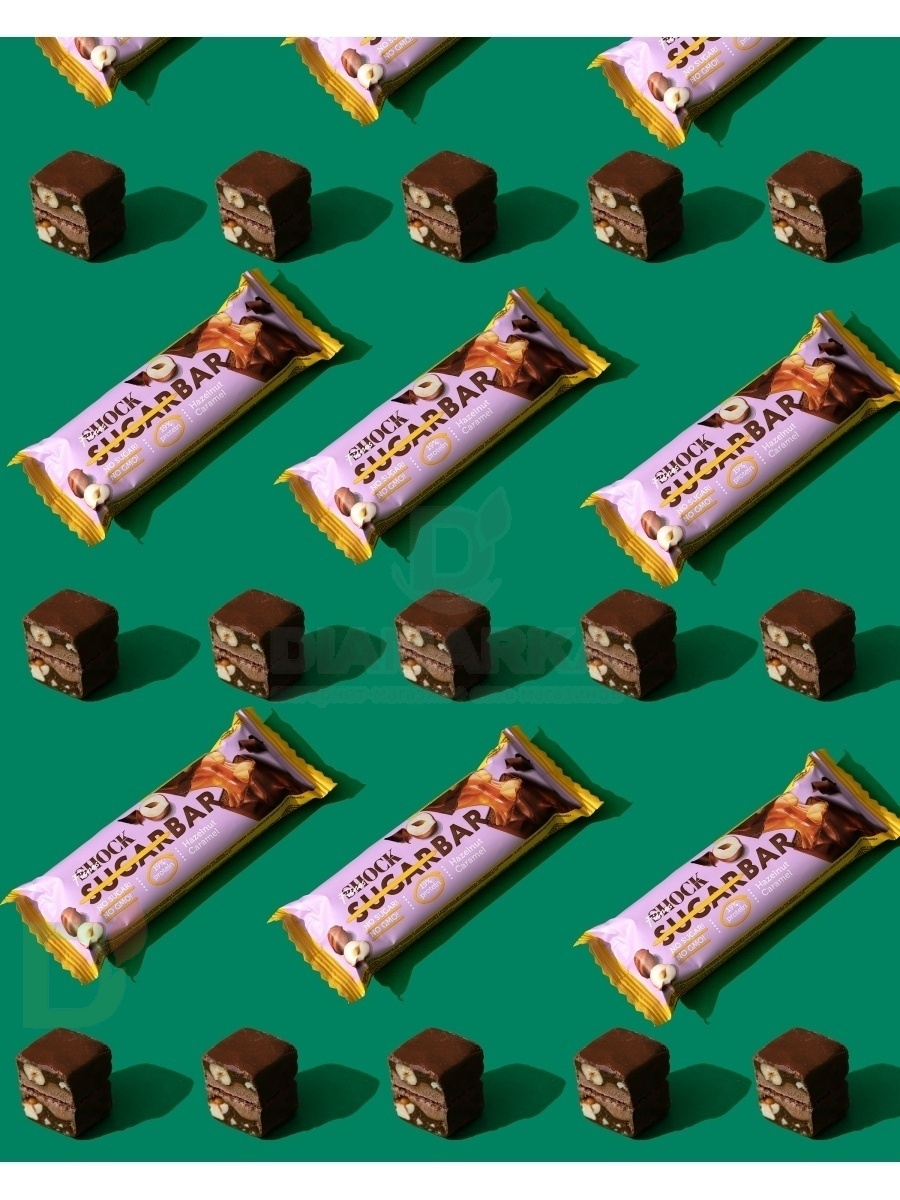 Батончик протеиновый FitnesShock Шоколадная карамель-фундук 50гр. в Москве