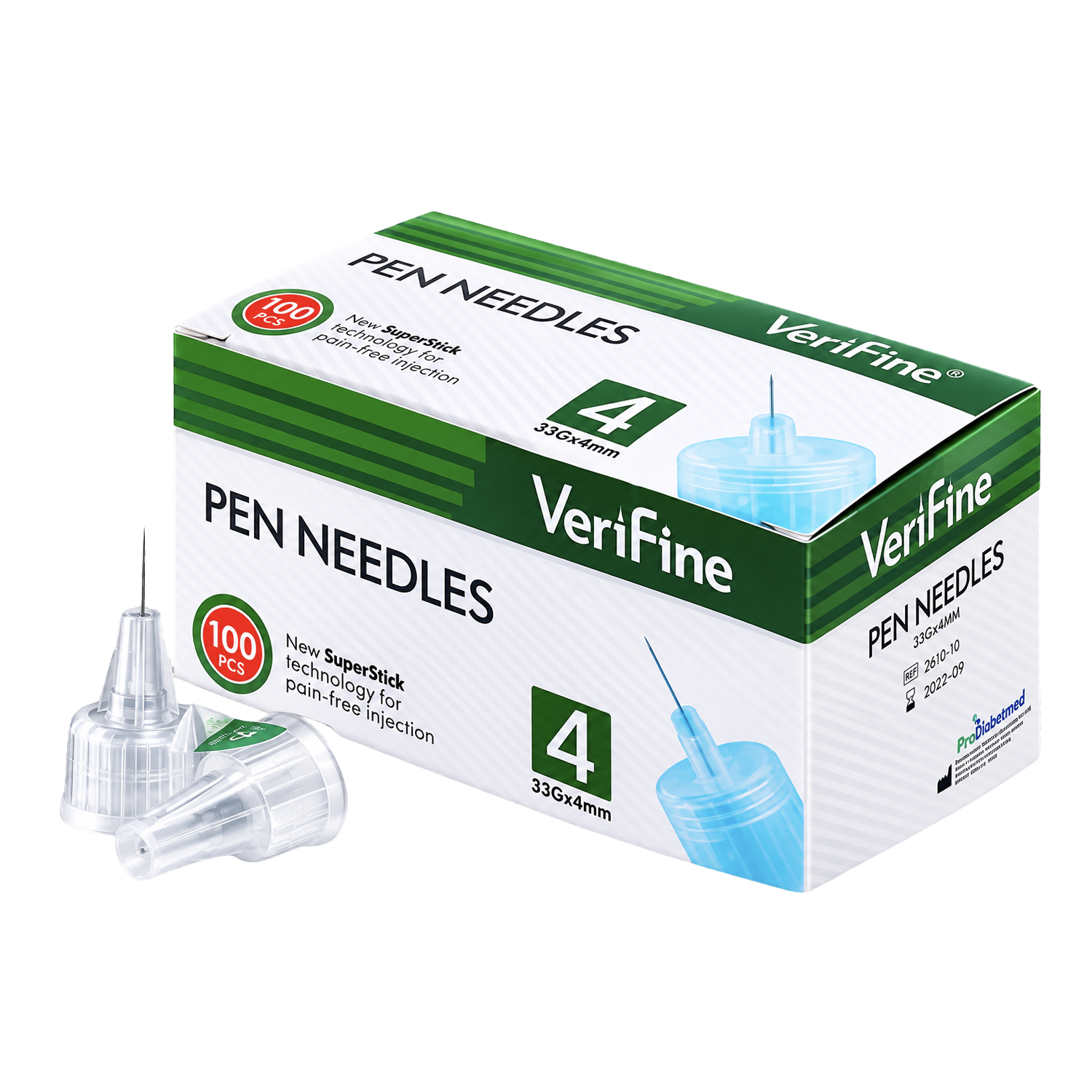 Иглы Verifine 33G для шприц-ручек, супертонкие, длина 4 мм, 100 шт.
