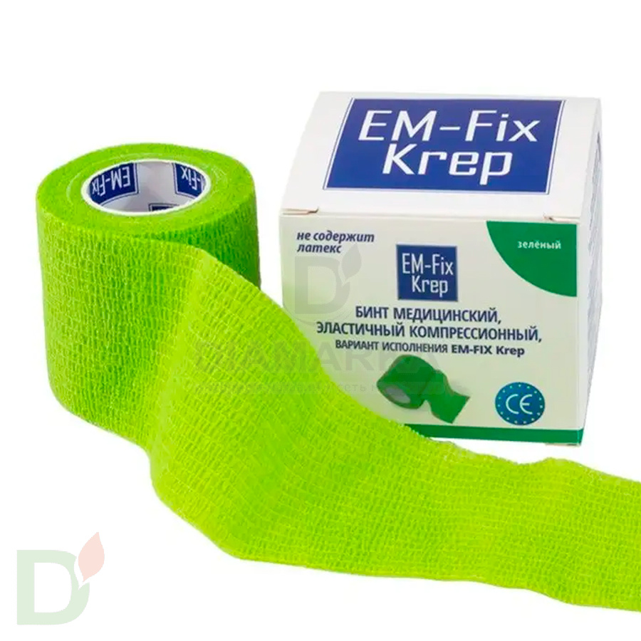 Бинт эластичный когезивный EM-fix krep Лайм, 5 см х 4,5 м в Москве