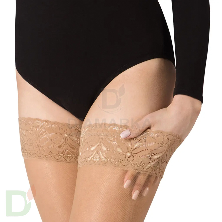 Чулки компрессионные B.Well JW-222 прозрачные с ажурным верхом, II класс компрессии