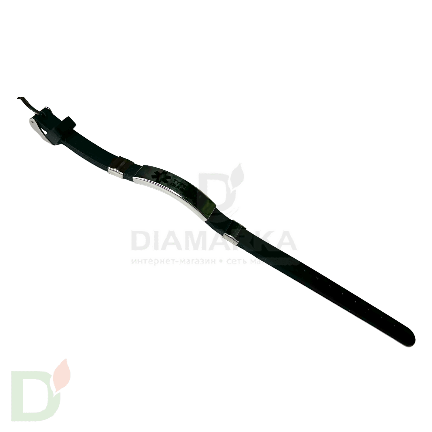 Браслет силиконовый Диабет 2 типа с застежкой (16-21см) в Москве