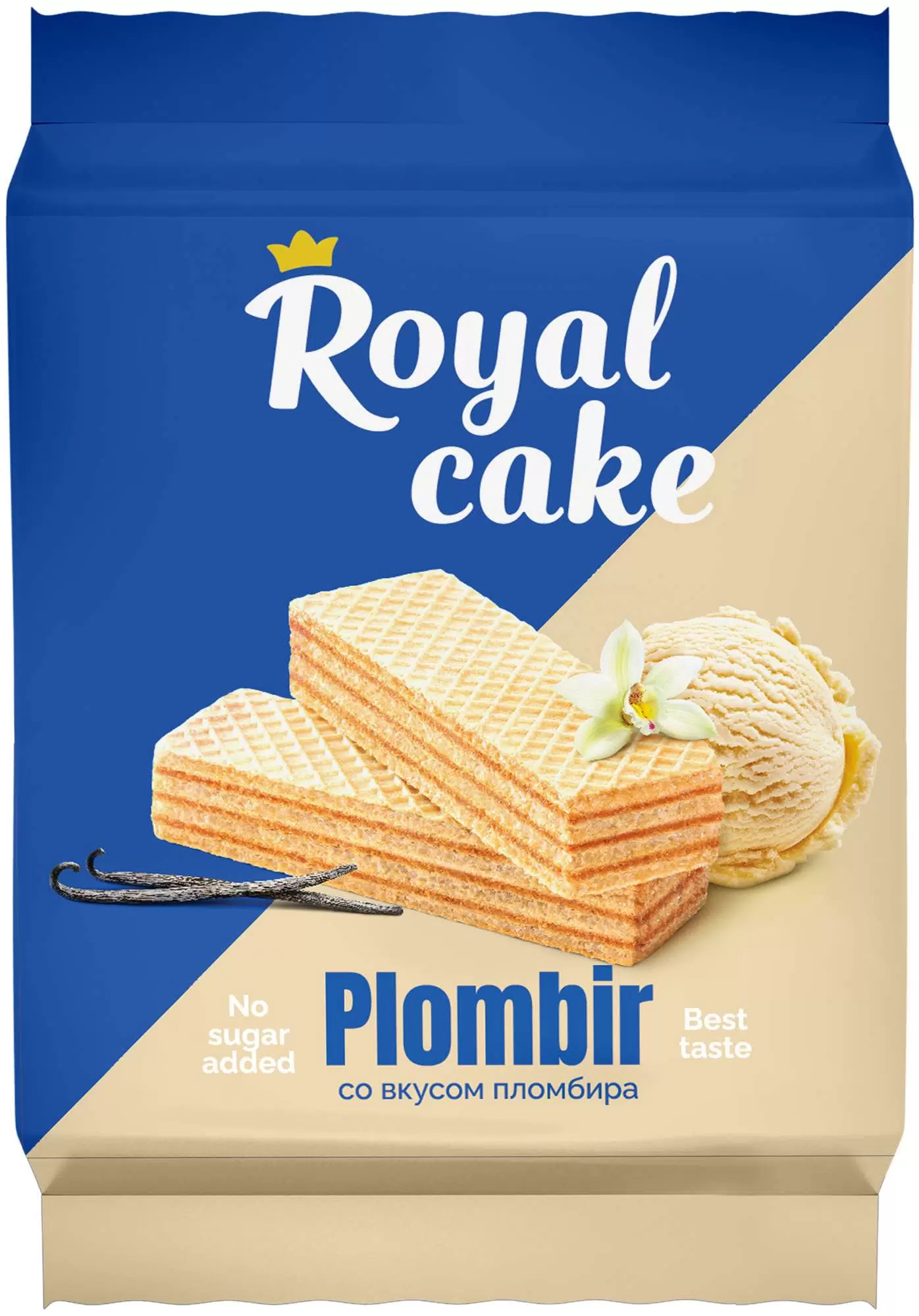 Вафли Royal cake со вкусом «ПЛОМБИР» без сахара, 120 г в Москве