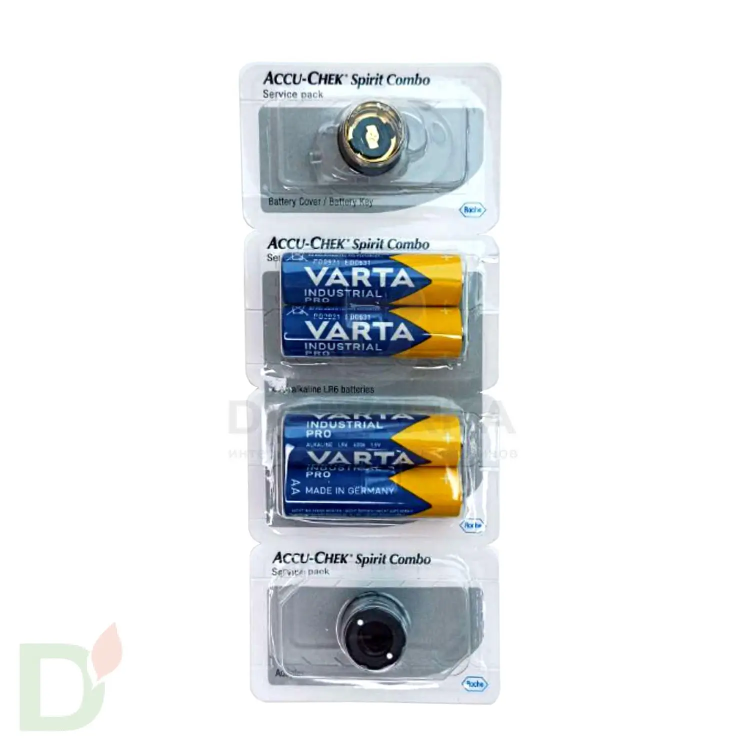 Набор сервисный Акку-Чек Спирит Комбо (адаптер, крышка отсека батареи, 4 батарейки, ключик)