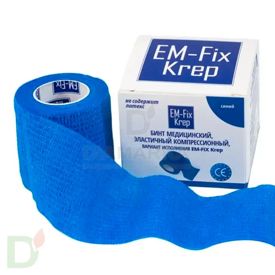 Бинт эластичный когезивный EM-fix krep Синий, 5 см х 4,5 м в Москве